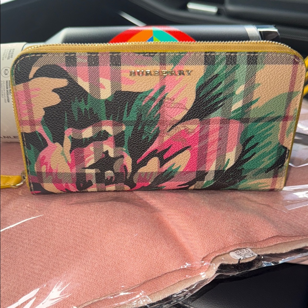 Burberry Pink and Green Floral Wallet